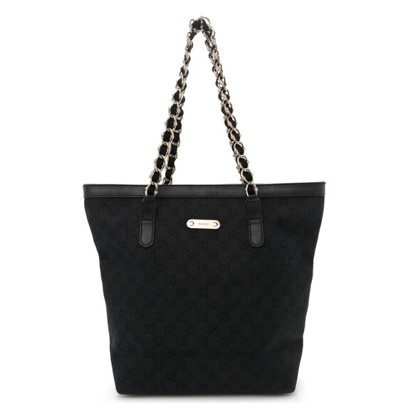 Gucci Denim Chain Bucket Tote Black #184345G51B - Picture 1 of 15